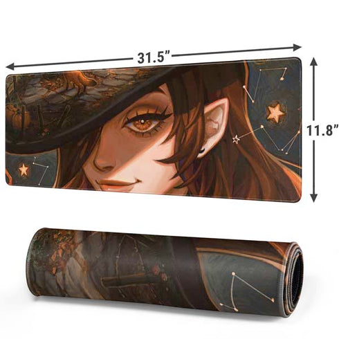 Halloween Pumpkin Witch with Fox by Ivy Dolamore Gaming Mouse Pad